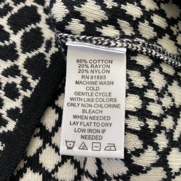 Isaac Mizrahi Cardigan Sweater Women Plus 2X‎ Black White Mosaic Print Old Money - Picture 6 of 9